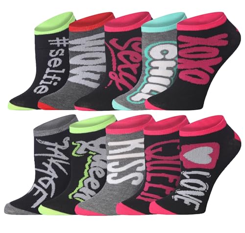 Image of Tipi Toe Women's 10 Pairs Lightweight Colorful Socks - Fun Low Cut Patterns for All-Day Comfort and Easy Everyday Style