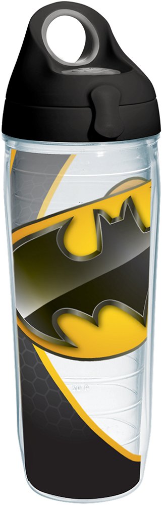 Tervis Batman - Logo Tumbler with Wrap and Black with Gray Lid 24oz Water Bottle, Clear