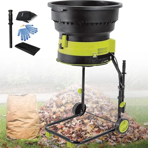 2500 W Trituradora De Hojas Eléctrica Recolector De Hojas Reducción 17:1,Con Ruedas Y Bolsa Recolectora,Guantes Y Cable De Alimentación,Para Hojas,Césped,Desechos Secos,noPowercord