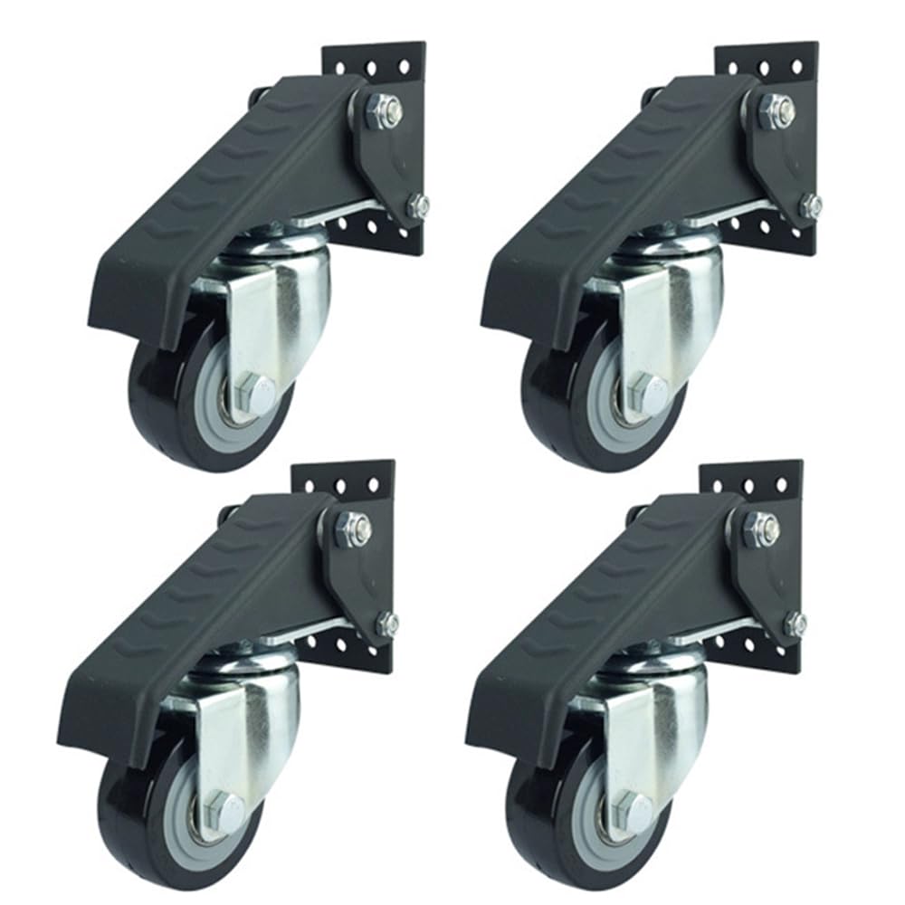 Castor Wheels Heavy Duty Workbench Swivel Caster Set of 4, Retractable Caster Wheels 300KG 65mm, Durable Steel Construction Stepdown Furniture Casters, for Workbench, Industrial Machinery & Table