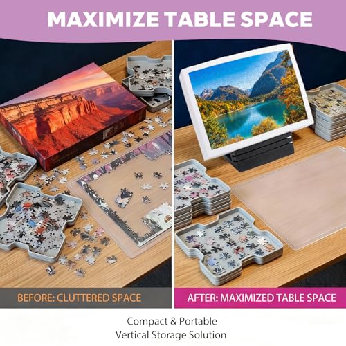 2PCS Jigsaw Puzzle Box Stand-Hands-Free Puzzle Lid Holder&Viewer-Universal Puzzle Cover Prop Display Rack to Save Table Space&Reduce Glare-Adjustable 3 Angle Holder,Essential Puzzle Accessories Gift