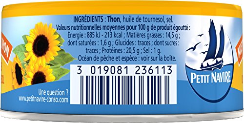 Miettes De Thon À 'huile De Tournesol Petit Navire La Boite De 104 G Net Égoutté - vue 5