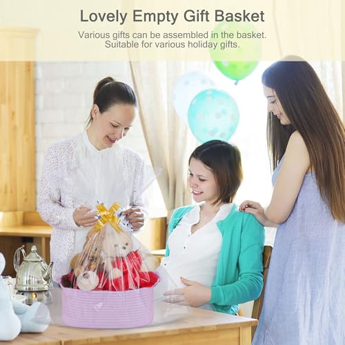 Image of Small Empty Gift Basket with Bag & Ribbons, Purple