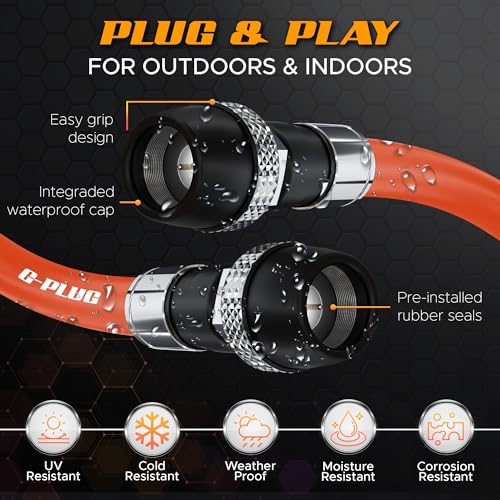 Image of G-PLUG RG6 Coaxial Cable 75FT - Triple Shielded, Waterproof, 75 Ohm with F-Type Connectors, High-Speed for HDTV, Satellite, Internet, Indoor /Outdoor Use