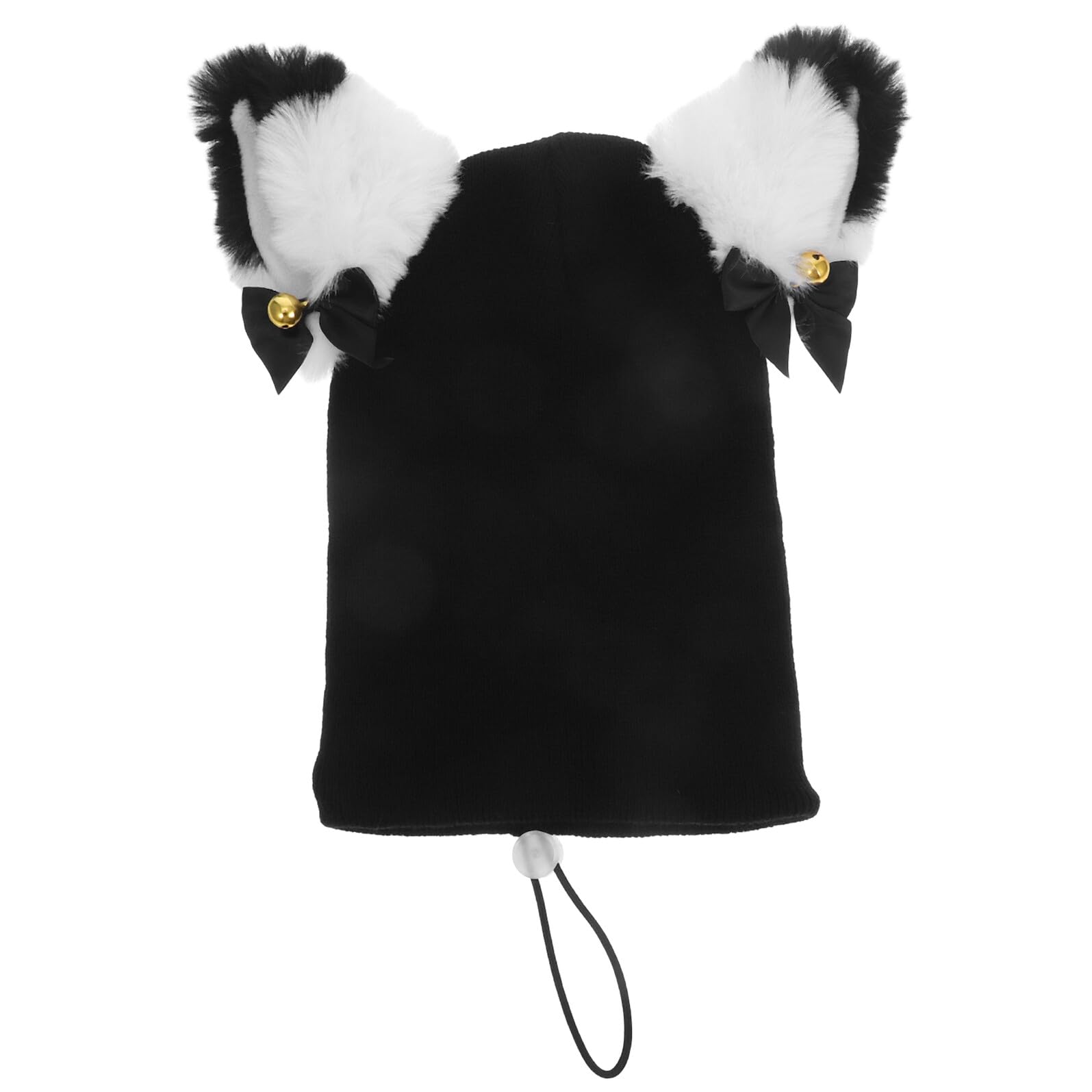 Housse de casque de ski et snowboard peluche noir blanc avec élastique