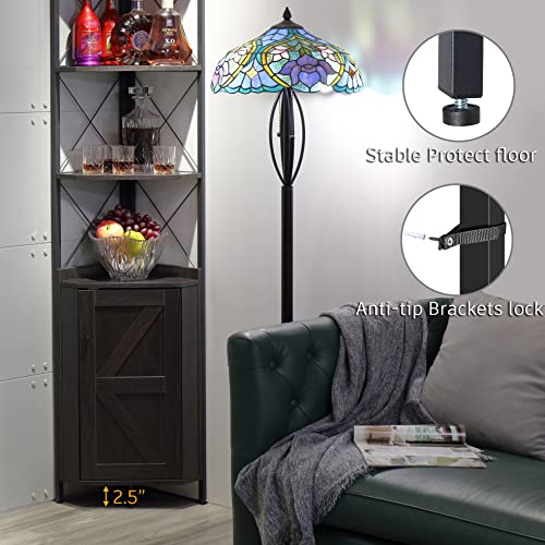 Finnhomy Corner Shelf With Cabinet, 71 Inches Multipurpose Corner Bookshelf, Corner Shelf Stand Display Rack, Corner Storage Shelves For Bedroom, Living Room, Kitchen, Bathroom, Dark Gray #TOP4