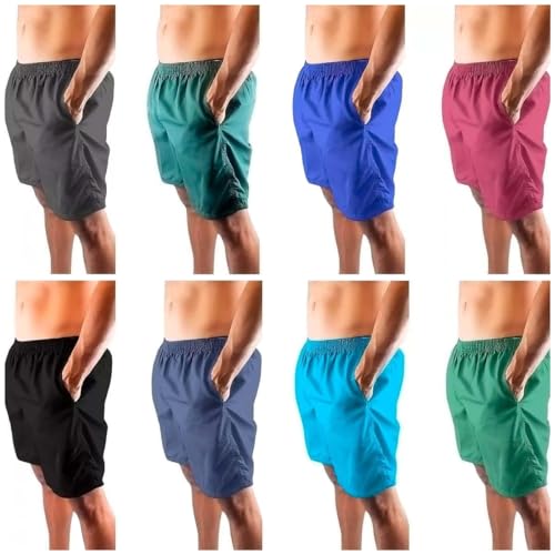 Kit 8 Bermudas Tactel Masculino Adulto 3 Bolsos Cordão Elástico (M)
