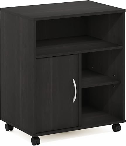 Furinno Econ - Soporte para impresora debajo del escritorio para oficina en casa con ruedas, color espresso
