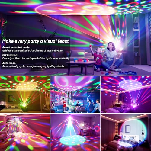 Image of Sunset Lamp Disco Ball Party Lights, Dj Disco Light with Sound Activated Strobe Light Stage Lights for Birthday Home Room Dance Parties Halloween Wedding Bar Pub Club Karaoke KTV Christmas Decorations