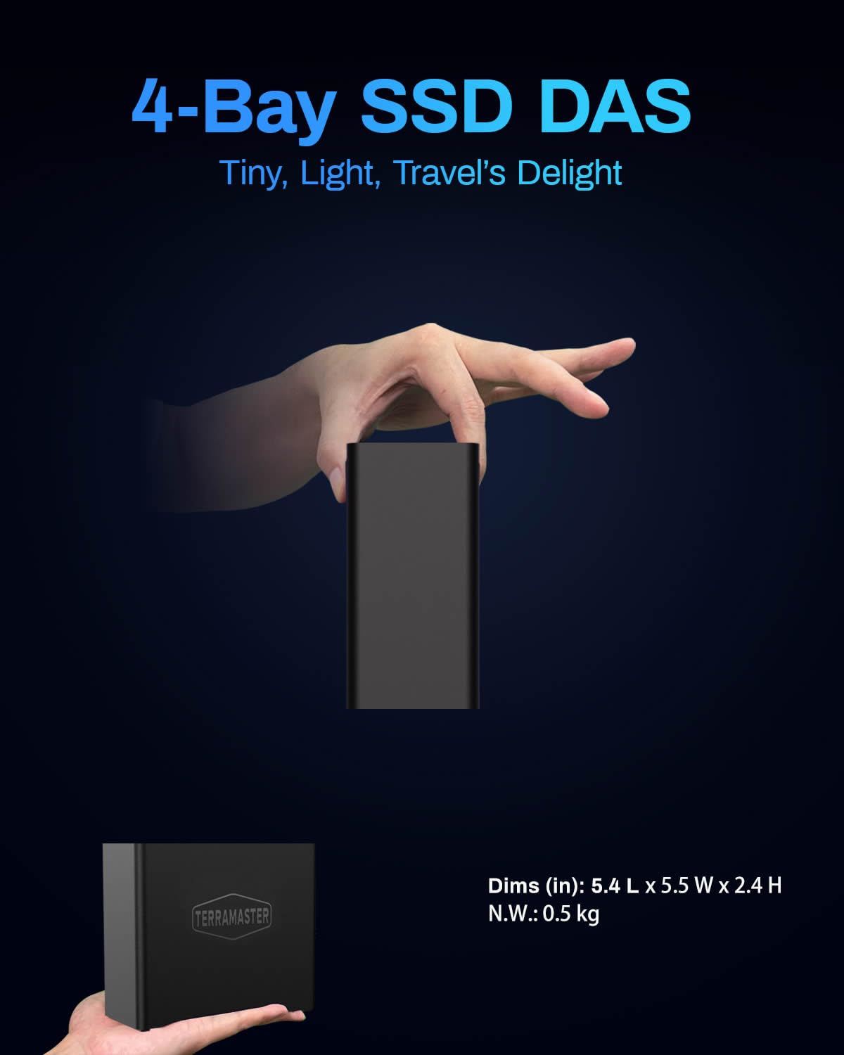 TERRAMASTER D4 SSD NVMe Obudowa-40Gbps 4 Zatokowa, Pamięć Masowa USB Typu C Obsługuje 4x Dyski SSD M.2 NVMe 2280, Obudowa Dysku Twardego Kompatybilna z USB 4/3.2/3.1/3.0, Thunderbolt 5/4/3(Bez Dysków)