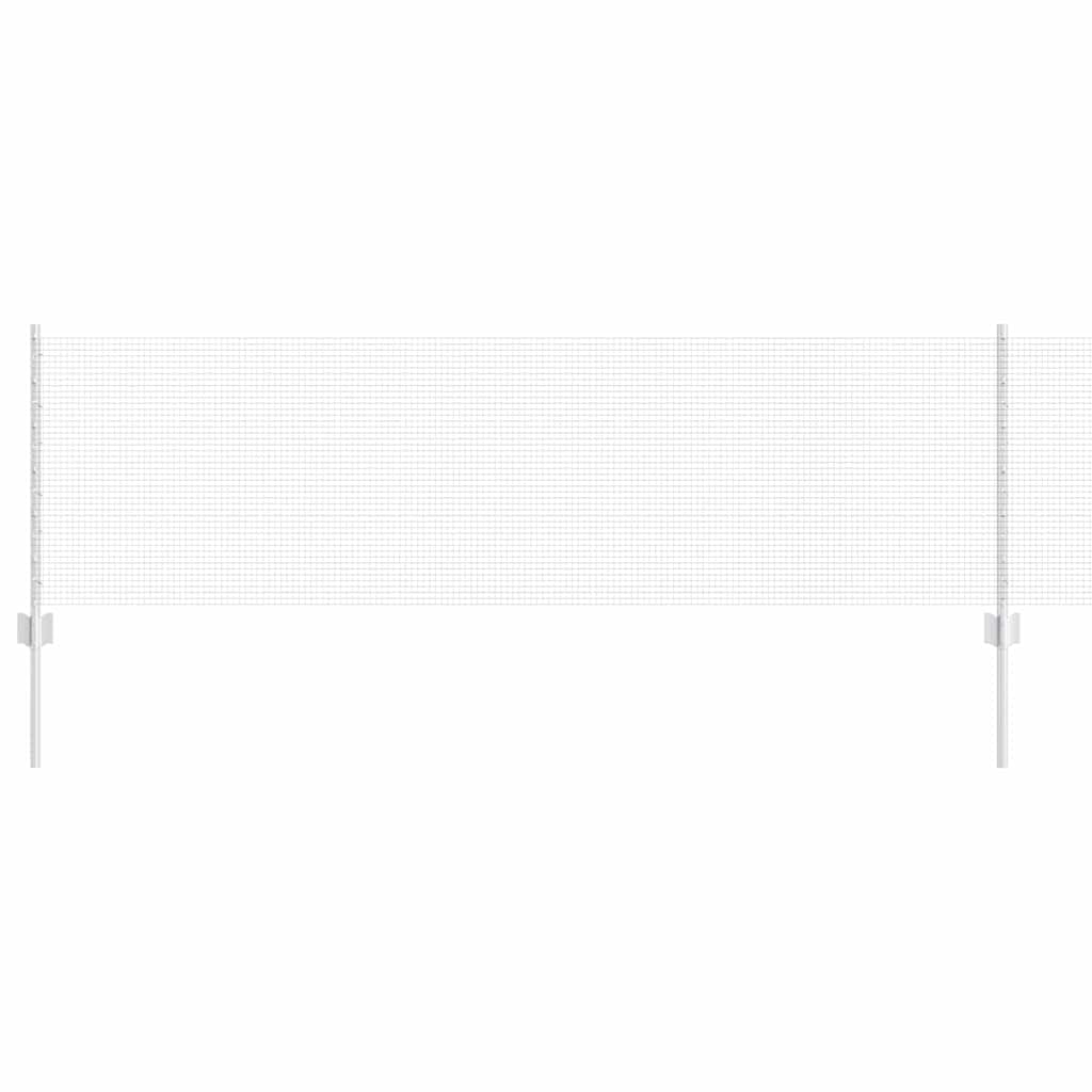 Fence with Post Silver 0.6 x 25 m Steel Outdoor Garden Privacy Screen Panel Set UV Resistant Powder Coated Easy Assembly for Terrace Patio Boundary