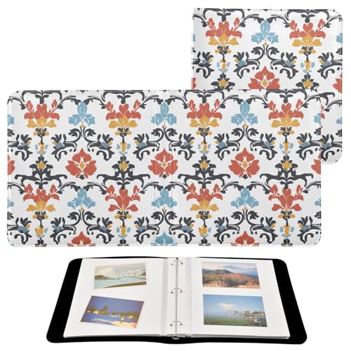 Álbum de fotos DIY autoadhesivo estilo barroco con flores, anillado de 3 anillos, 40 páginas, 8x10 para recuerdos miniatura 2