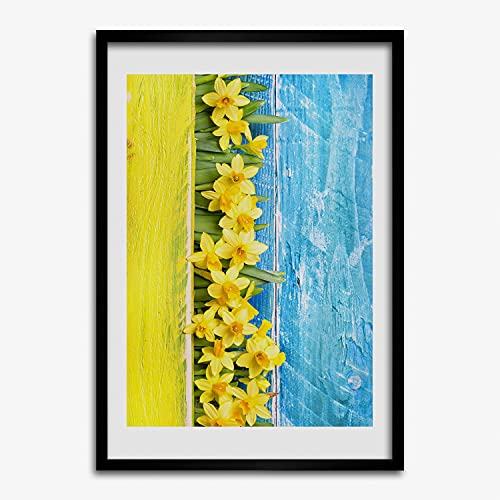 Cadre photo 50x70 cm Tulup affiche jonquilles tableau moderne cadre en bois MDF