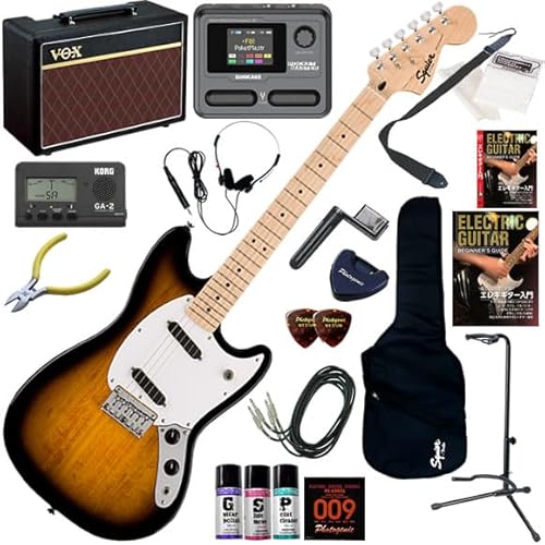 【セット品】Squier エレキギター初心者入門 ショートスケール Pathfinder10とマルチエフェクターが入ってる完璧21点セット Sonic Mustang/2CS(2カラーサンバースト)