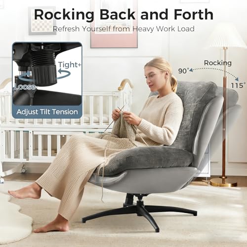 Sillón Recliner Plegable Chenille Gris miniatura 5