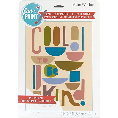 Image of PaintWorks 73-91859 Cool to be Kind Paint by Number Kit for Adults and Kids, 9 inch x 12 inch, Multicolor, 12pcs