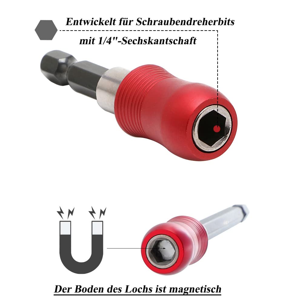 5PCS Porte Embout Visseuse Magnétique 1/4" Tige Hexagonale Rallonge