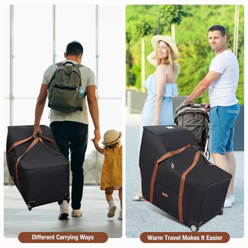 Image of Infant Car Seat Travel Bag with Wheels, Padded Zipper Pocket for Air Travel, Gate Check Car Seat Cover, Baby Travel Essentials