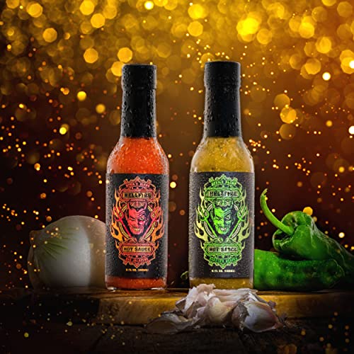 Hellfire Hot Sauce Devil's Blend Gift Pack - Gourmet Hot Sauce Variety Pack With 4 Spicy Flavors (Four 5 Oz. Bottles) #TOP6