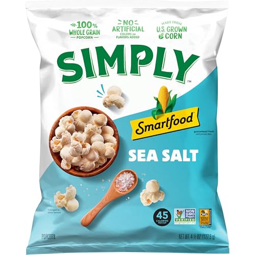 Simply Smartfood Air Popped 100% Whole Grain Popcorn, Sea Salt, 4.5 Oz