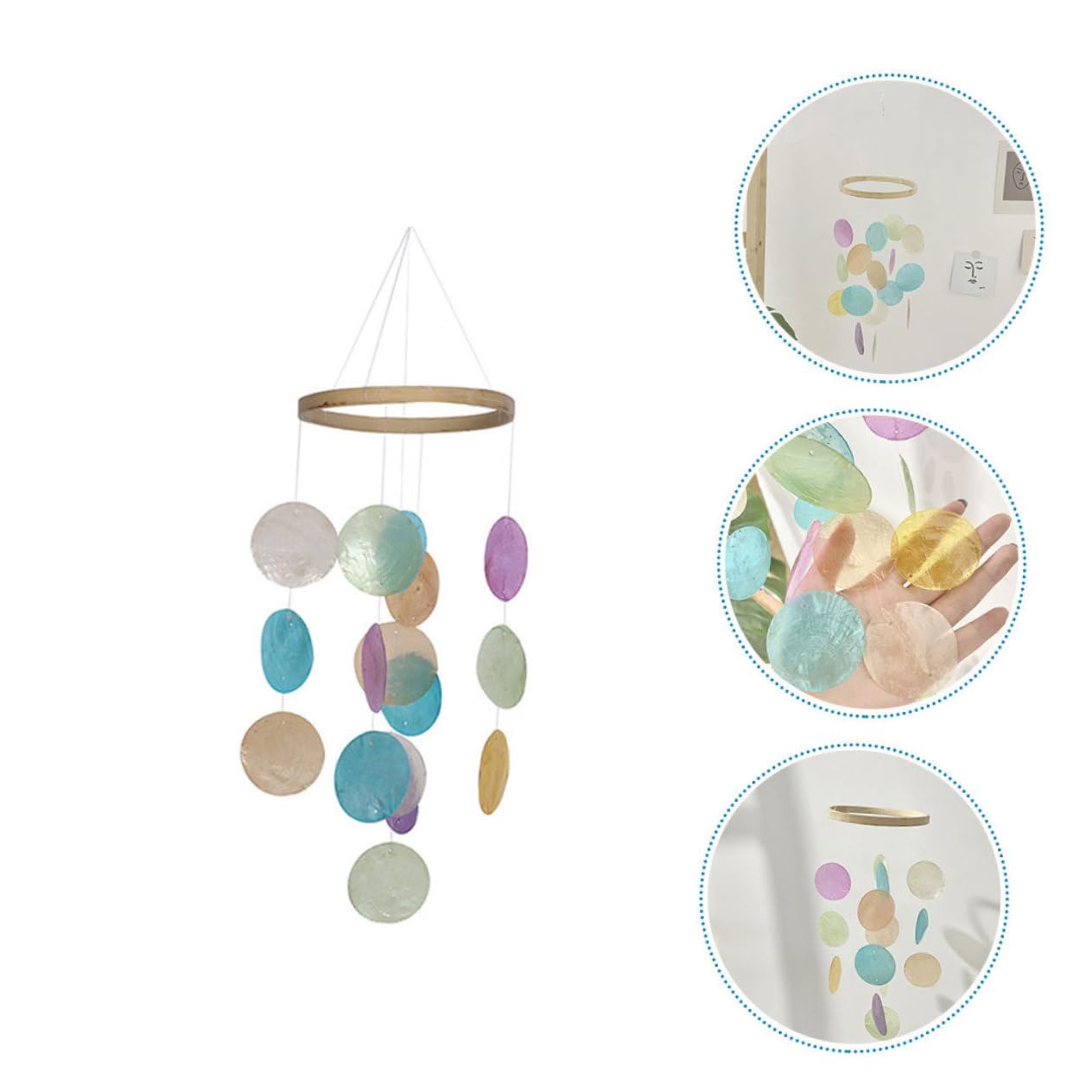 BESTonZON Carillon Éolien Délicat en Bambou et Coquillages pour Jardin Extérieur Son Clair et Décor Élégant