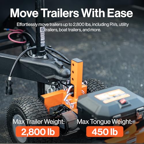 Image of SuperHandy Electric Trailer Dolly - 2800 lbs Max Trailer Weight, 450 lbs Tongue Weight, 24V 800W Motor, Heavy Duty Jack Lever with 2 inch Ball Mount, 24V 7Ah Battery Powered for Commercial Use