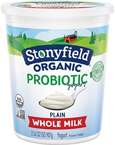 Stonyfield Organic Whole Milk Probiotic Yogurt, Plain, 32 oz. – Immunity & Digestive Health