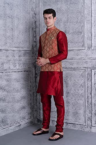 Image of Uri and MacKenzie Men's Silk Blend Kurta Pajama with Designer Ethnic Nehru Jacket /Modi Jacket