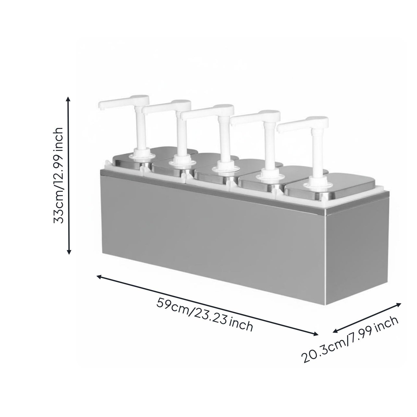 Pompa Dosatrice 10cc Dosaggio Preciso Attrezzatura Ristorazione Acciaio Inox per Bar, Pompa Per Salsa A Cinque Teste Da 2L Con Scatola