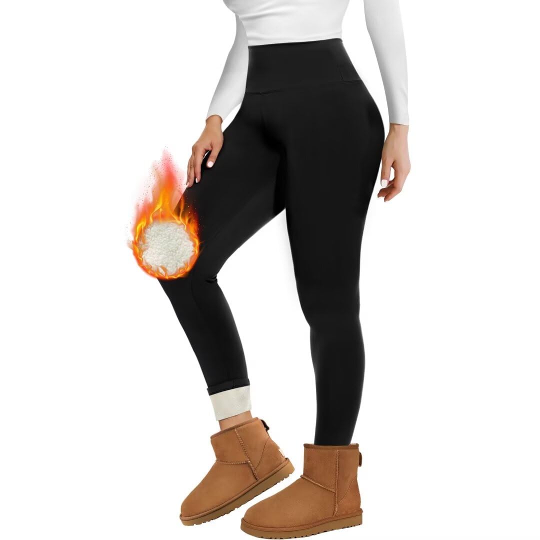 Missluck Thermo Leggings Damen Gefüttert Thermoleggings Verdickte Plüsch Thermohose Fleece Leggins Warme im Winter