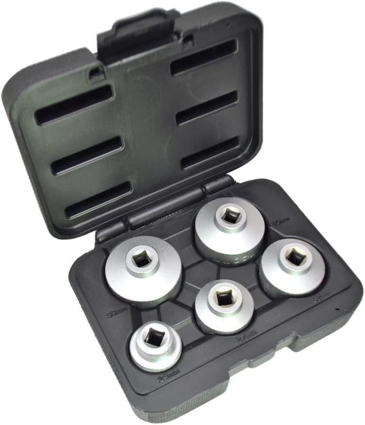 PT Auto Warehouse OFS-2473268MM - Hex Oil Filter Wrench Socket Set 3/8" DR - 24MM, 27MM, 32MM, 36MM and 38MM, 5pcs