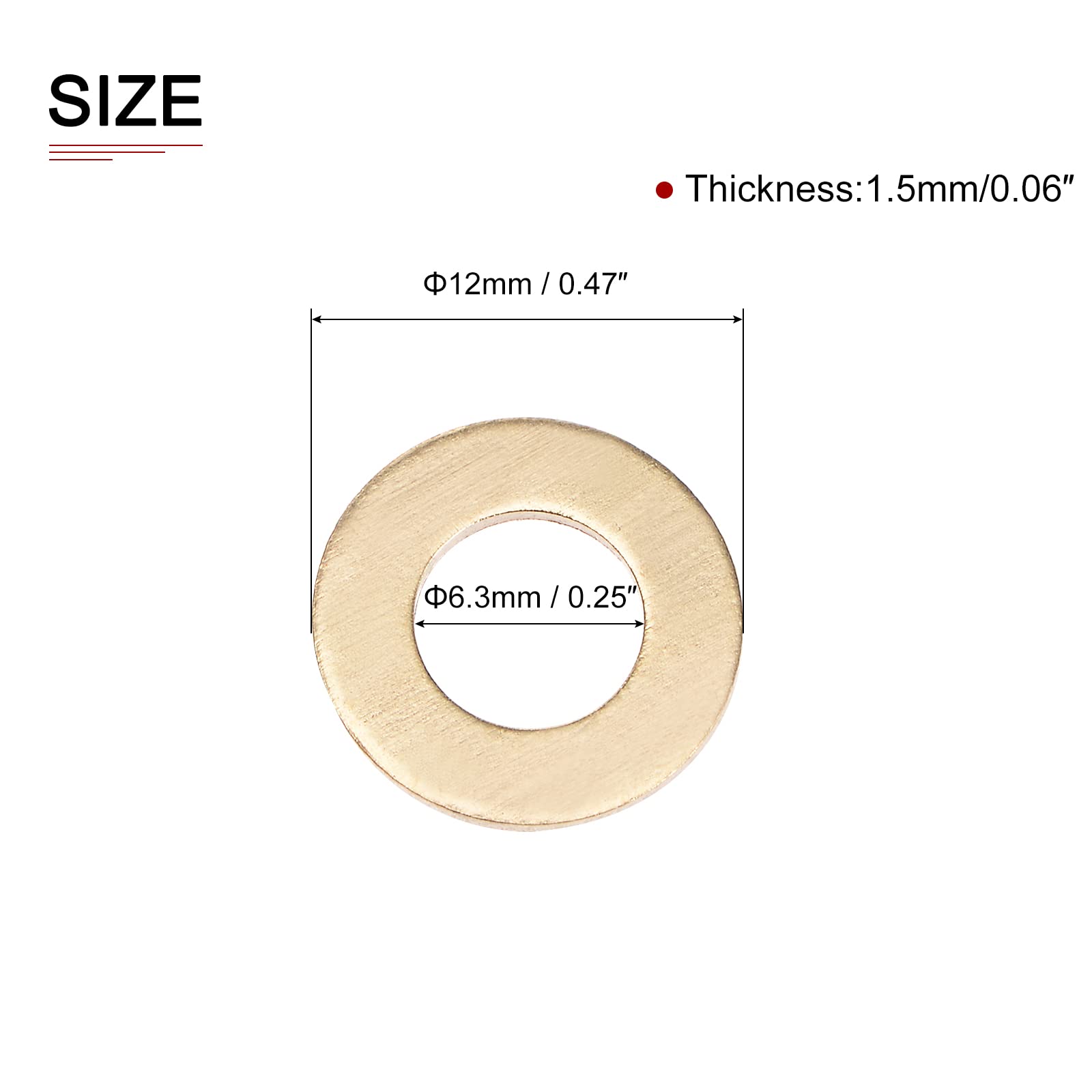 20-Pack Brass Sealing Washers 6.3x12x1.5mm - Flat Ring Gaskets For M6 Screws