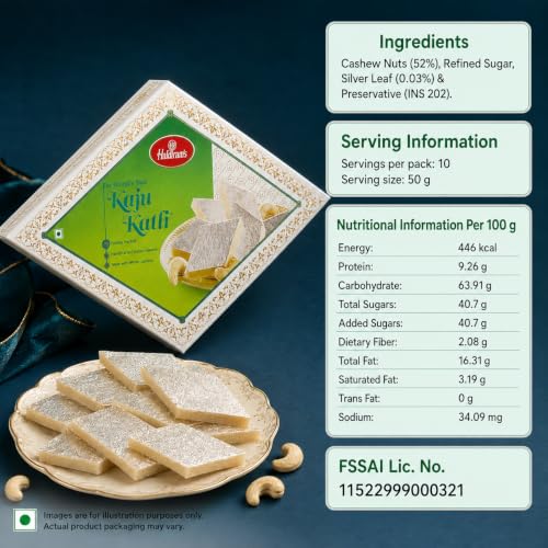 Image of Haldiram's Nagpur Kaju Katli 250g Rich Cashew Mithai Barfi | Traditional Indian Sweet Treat for Gifting & Celebrations