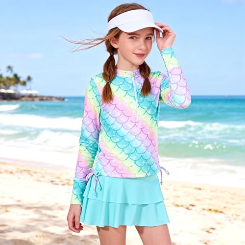 Image of Girls Mermaid Swimsuits 5t Kids Bathing Suit for Girl Rash Guard Size 5 6