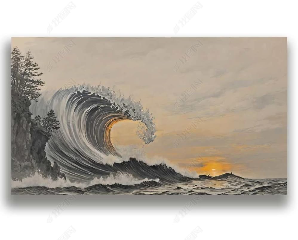 Papier peint intissé vagues de mer abstrait posters et tableaux muraux de salon 150x105