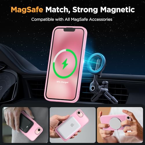 Image of Miracase for iPhone 16e case & iPhone 17e Case for MagSafe [with 2x9H+ Screen Protectors] TOP Military-Grade Protection Shockproof with Velvet Touch for iPhone 16e /17e Phone Case 6.1 inch, Matte Pink