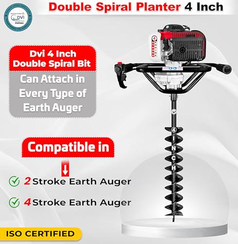 Image of DVI Universal Double Spiral 4 Inch Earth Auger Drill Bit /Planter | Fit In Every Type of Earth Auger | Made With High Metal & ISI Approved Pipe For Durablity | For Digging Holes, Plantation.