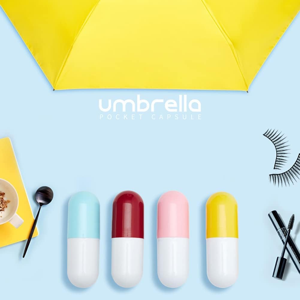 EYUVAA LABEL Portable Mini Foldable Pocket Compact Travel Umbrella - Small and Lightweight - Anti-UV With Case - Pill Umbrella for Women, Kids, Men (Blue) 4
