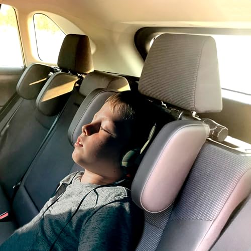 Image of Car Seat Headrest Pillow, Memory Foam Neck Pillow for Kids and Passenger, Adjustable on Both Sides - Sleep Better in The Car (Black)