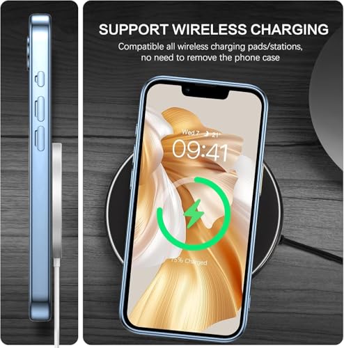 Image of VONZEE Electroplating Transparent Clear Logo Back Cover TPU Compatible with iPhone 17e / iPhone 16e Case, Compatible with Magsafe, Full Body & Individual Camera Protection for Each Lens (Sierra Blue)
