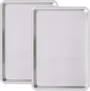Commercial Quality Baking Sheet Pan Set, Natural Aluminum Cookie Sheet, Umite Chef Warp Resistant Nonstick Baker's Half Sh...