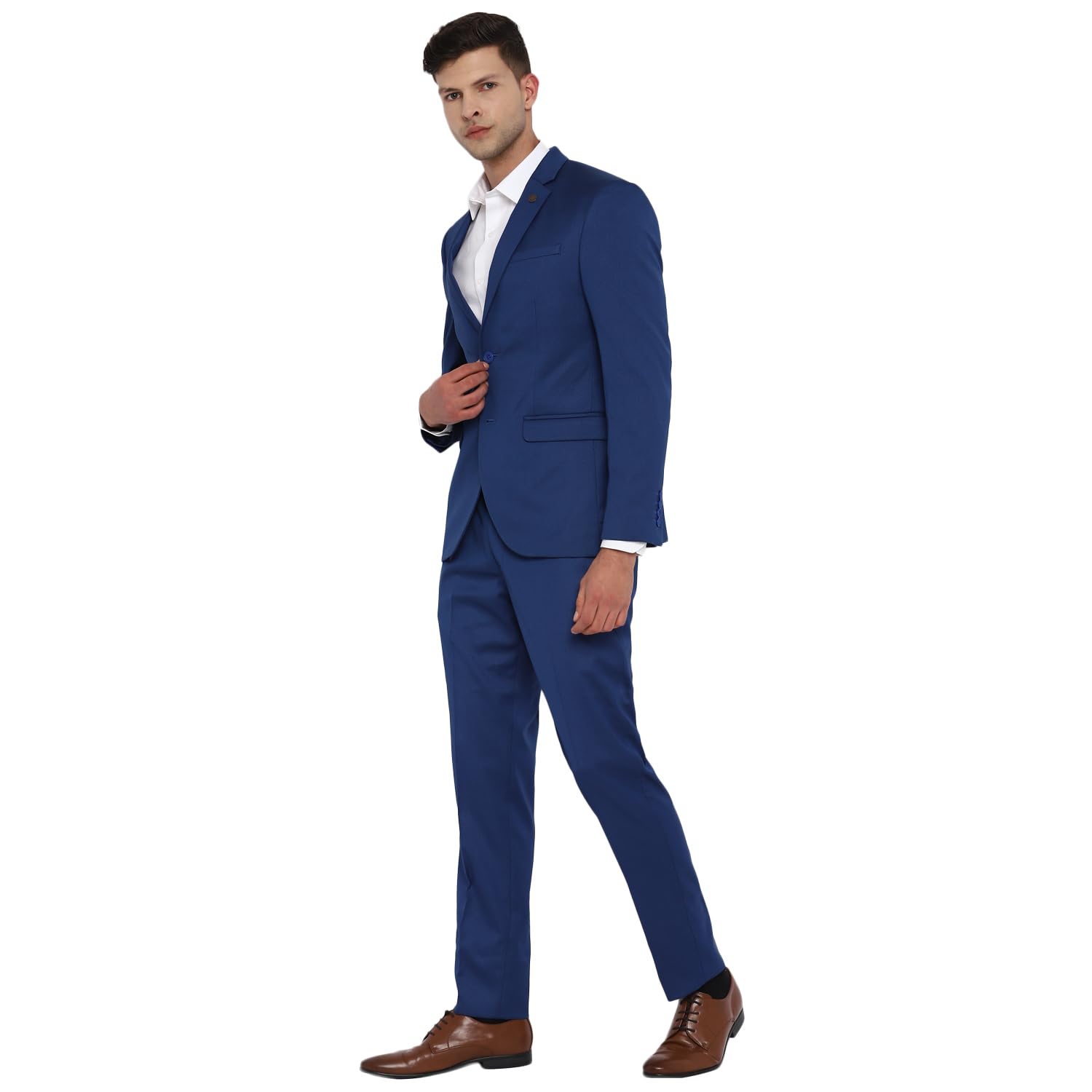 Turtle Men 100% Cotton Dobby Print Full Sleeve Two Piece Royal Blue Party Suit - Image 4 thumbnail