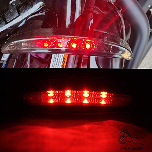 DREAMIZER Bike Motorcycle Lights Rear Fender Edge Red LED Brake Tail light Motocycle for Harley Touring Sportster XL 883 1200 Cafe Racer Red Light with Smoked Black