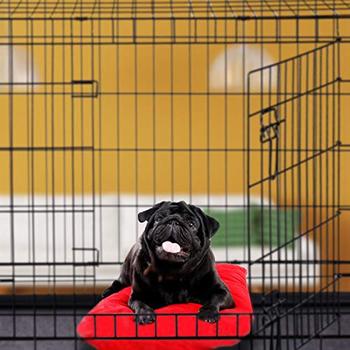 Relaxdays Hundekäfig, Faltbare Hundetransportbox Auto, Welpenkäfig, 2 Türen, Bodenschale, Drahtkäfig Metall, M, Schwarz