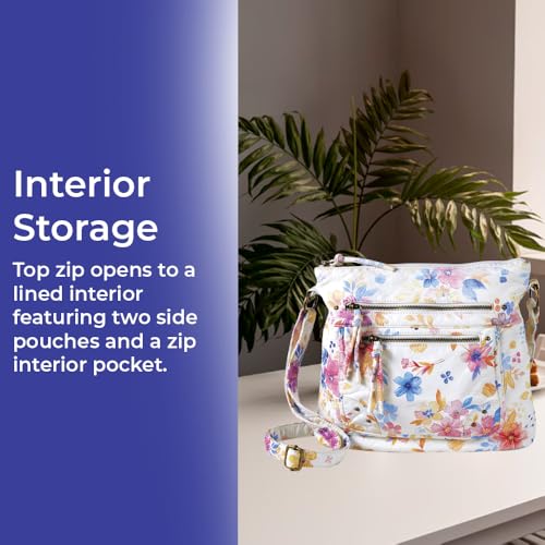 Multi-Pocket Crossbody Bag for Women, Floral Vegan Leather Designer Purse, Ladies Travel Handbag with Zipper Closure, Adjustable Shoulder Strap4