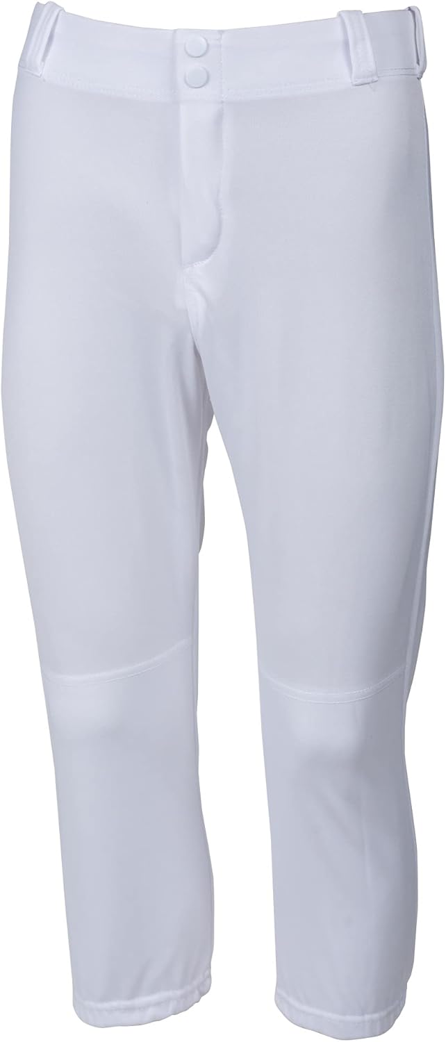 Martin Sports Low Rise Softball Pants for Girls, White, Large