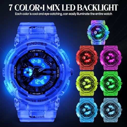 Stylish Waterproof Digital Analog Sports Watch for Women and Teens - 7-Color LED Backlight, Stopwatch, Alarm, Dual Display - Image 2