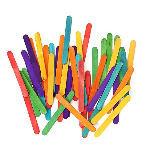 200 Pcs Colored Wooden Craft Sticks Wooden Popsicle Colored Craft Sticks 4.5 inch Length Treat Sticks Ice Pop Sticks for DIY Craftsï¼ŒHome Art Projects, Classroom Art Supplies