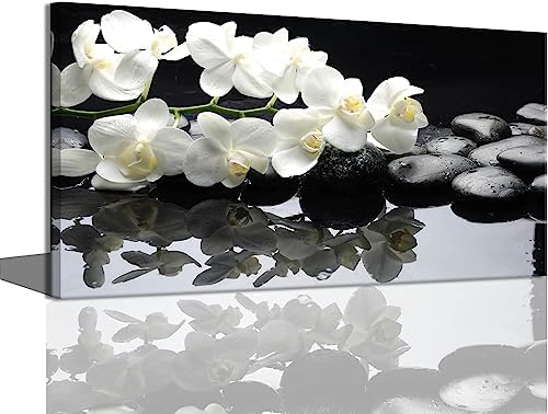 Black and White Wall Art for Living Room Modern Large Aesthetic Artwork for Home Walls Framed Wall Decor Bedroom Living Room Wall Decorations Orchid Flower Canvas Art Wall Decor 30x60inch