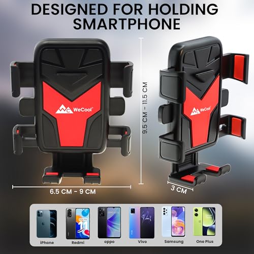 Image of WeCool Bike Mobile Holder - Mirror Fit Mobile Holder for scooty /Scooter /Bike /Motorcycle-with One Click Button Controlled Phone Mount Ideal for Maps and GPS Navigation with Auto Locking,Firm Grip